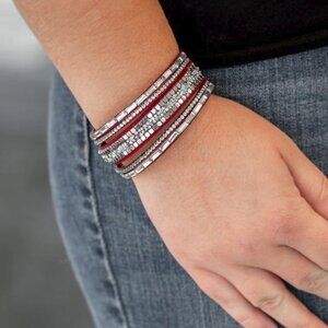 Paparazzi Jewelry Accessories - Rebel In Rhinestones - Red Bracelet - Vintage